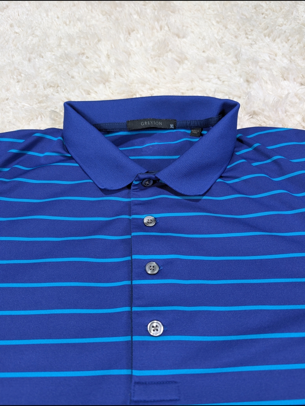 Greyson Men’s Blue Stripe Polo Shirt